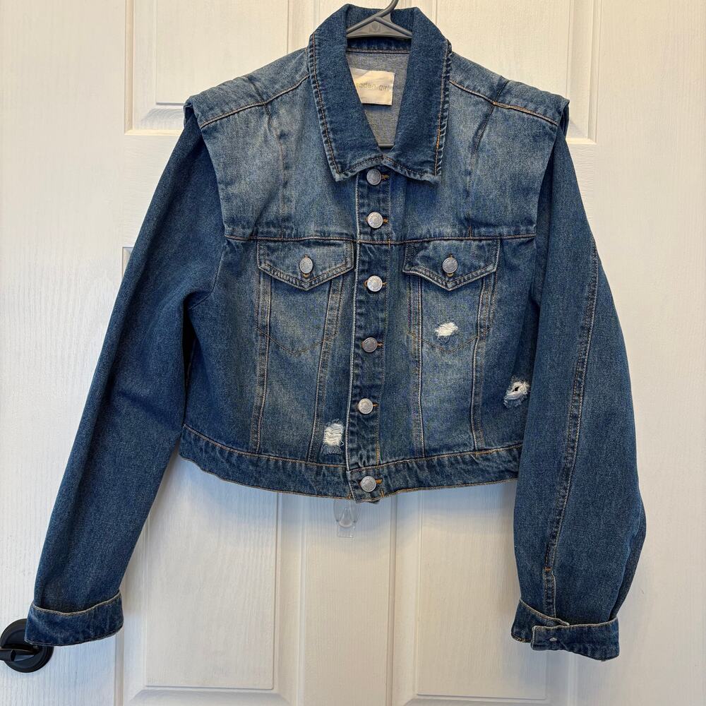 Madden Girl Size L Women's Jean Jacket 100 percent Cotton